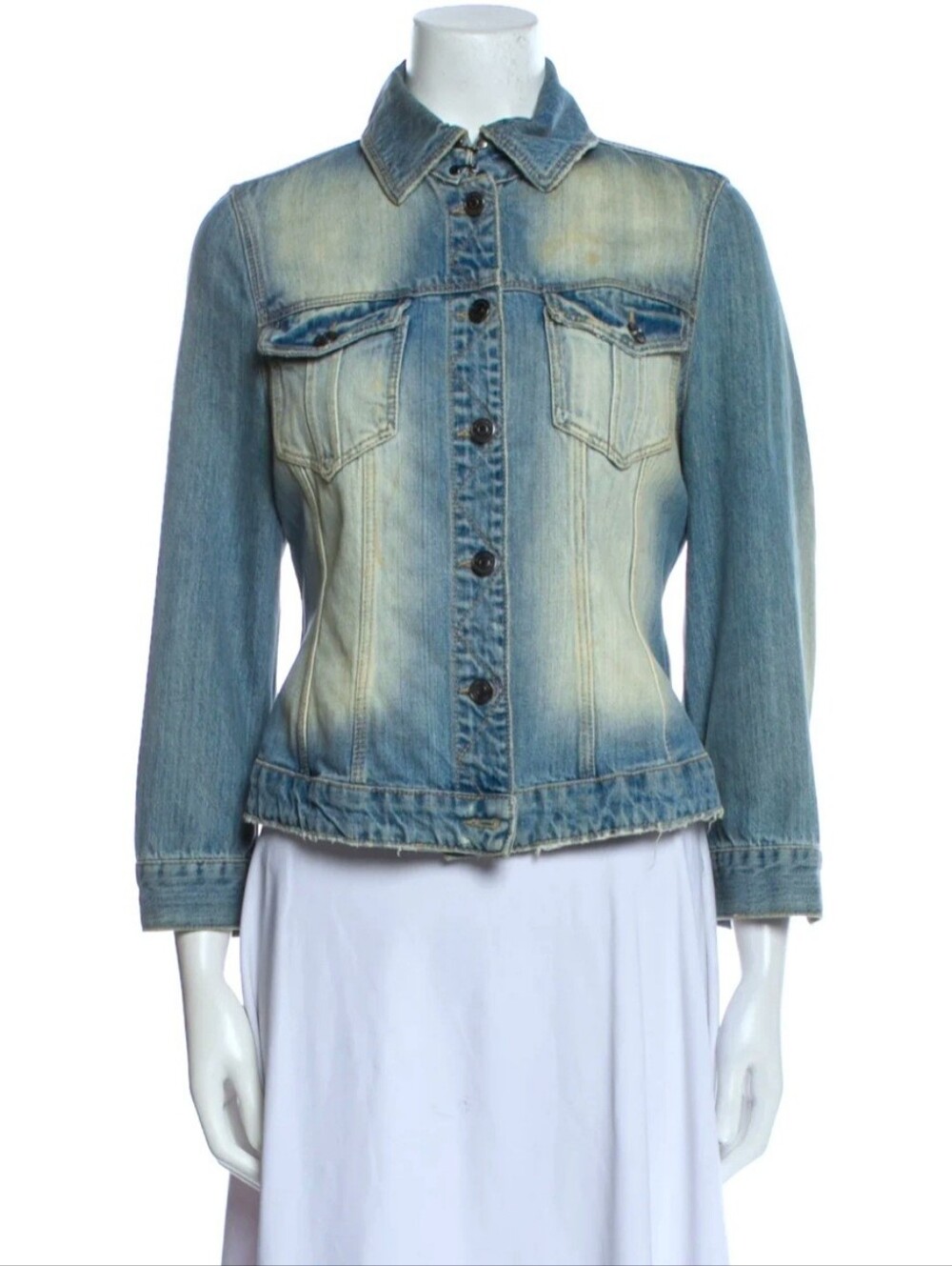 NWOT!!! Women's Burberry Brit Denim Jacket Blue Faded Jacket Coat Size 8